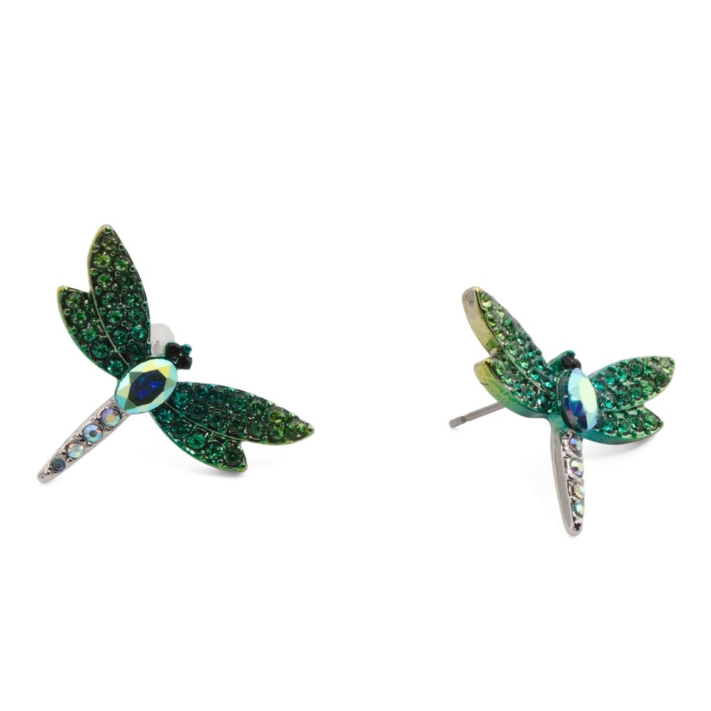 Betsey Johnson Green Dragonfly Earrings